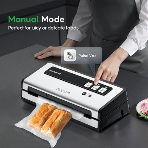 FRESKO Vacuum Sealer Machine with Automatic Bag Detection, 0.2-inch widened heating strip, Compact Food Sealer, Easy to Use, Starter Kit - Thumbnail 4
