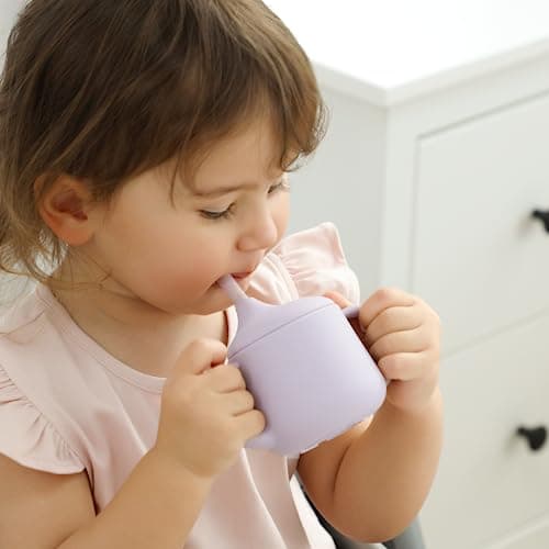Moonkie Silicone Baby Sippy Cups | 3 Stages Training Cup Straw Cup for Infants Toddlers and Kid | 4 oz 2Pack - Thumbnail 4