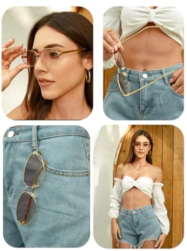 Vylenxio Trendy Y2K Cat Eye Sunglasses for Women and Men, Metal Frame - Thumbnail 6