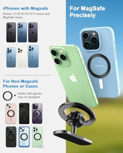 Xitalia Magnetic Golf Cart Phone Holder for MagSafe iPhone, 360° Rotation Alloy Mount, Hands-Free Golf Cart Phone Stand, Golf Accessories Gifts for Men Dad Husband, Birthday & Holiday Golf Gadgets - Thumbnail 5