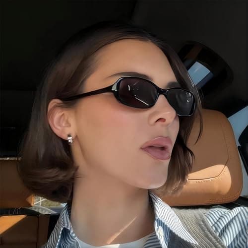 SODQW Rectangle Oval Sunglasses for Women Polarized 90s Vintage Small Sun Glasses Trendy Narrow Ladies Shades UV400 - Thumbnail 2