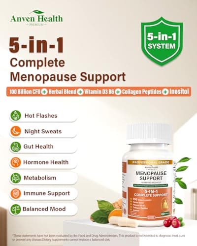 Anven Health Menopause Supplements for Women, Vitamin D3 & B6, Menopause Relief Probiotics Supports Hot Flashes, Night Sweats, Bloating & Gut Health with Black Cohosh, Herbs, Collagen | 60 Veggie Caps - Thumbnail 3