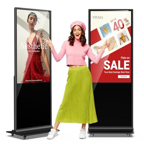 49 Inch Digital Signage Display,Indoor Floor Standing TouchScreen Advertising Display Kiosk Android System,Commercial LCD Totem Support HDMI-in,Free Customization Stickers and CMS System(Black) - Image 1