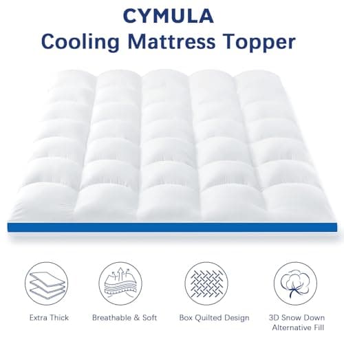 Mattress Topper Twin XL College Dorm, Waterproof Bed Topper Twin XL Mattress Pad Cover for College, Cooling Pillow Top Mattress Topper with Deep Pockets Fluffy Fill Mattress Protector - Thumbnail 4