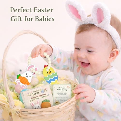 Easter Baby Teething Ring Toys – Bunny & Chick Easter Egg Teethers for Newborns, Infants & Toddlers – Sensory Chew Bracelet for Teething Relief – Perfect Baby’s First Easter Basket Stuffers - Thumbnail 5