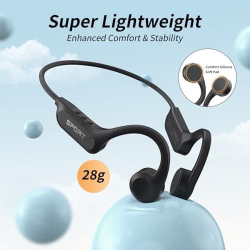 CXK Bone Conduction Headphones Bluetooth 6.0 Open Ear Headphones with Mic, Premium Loud Sound 10Hrs Playtime Bluetooth Headphones, IPX6 Waterproof Sports Headset for Running, Cycling, Walking - Thumbnail 3