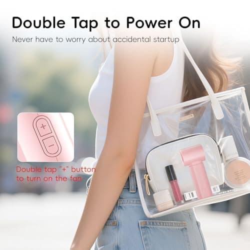 HandFan 4000mAh Portable Handheld Turbo Fan, High Speed Mini Personal Fan, Rechargeable Hand Fans, 100 Speeds Adjustable, Digital Display, Purse Accessories for Travel, Concerts Outdoors(Gloss Pink) - Thumbnail 6