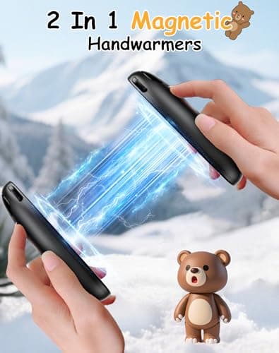 Taiofan Electric Hand Warmers Rechargeable, Cute Bear Design, LED Display, 4 Settings, Fast Heating Portable Pocket Heater Magnetic Handwarmers 2 Pack for Hunting Essentials Camping Gift for Men Women - Thumbnail 5