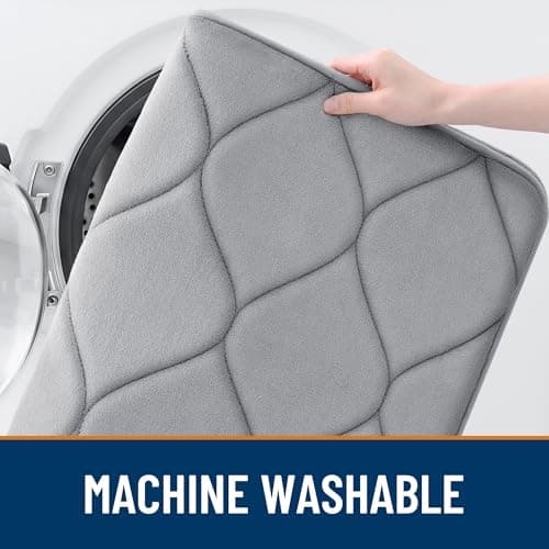 Smiry Memory Foam Bath Mat 30''x20'', Ultra Soft Non-Slip Bathroom Rug, Plush Water Absorbent Quick Dry and Machine Washable Floor Mat for Shower, Tub & Home Decor, Grey - Thumbnail 5