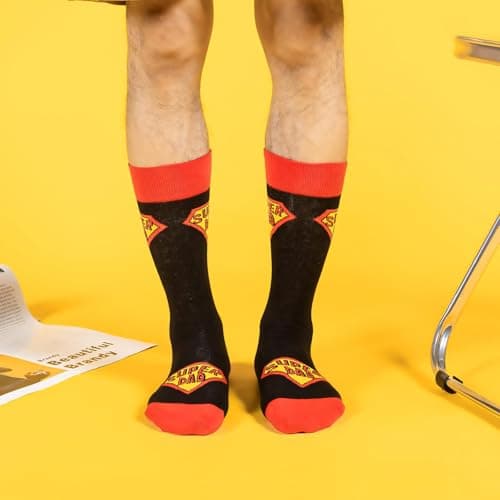 BONANGEL Men's Novelty Socks, Cotton Crew Funny Socks, Father's Day Birthday Gift for Dad from Daughter Son - Thumbnail 3
