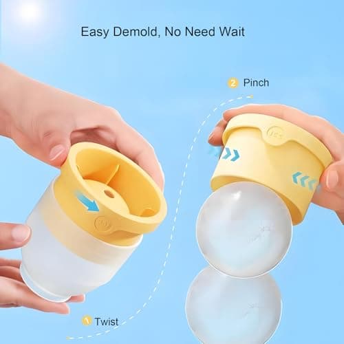 Large Ice Cube Tray with Lid - 8 Pack Giant 6cm Round Ice Cube Moulds for Freezer, Leak-Proof Ice Ball Maker for Drinks, Extra Big Ice Cubes for Whisky, Cocktails (4Pack2Y1G1B) - Thumbnail 2