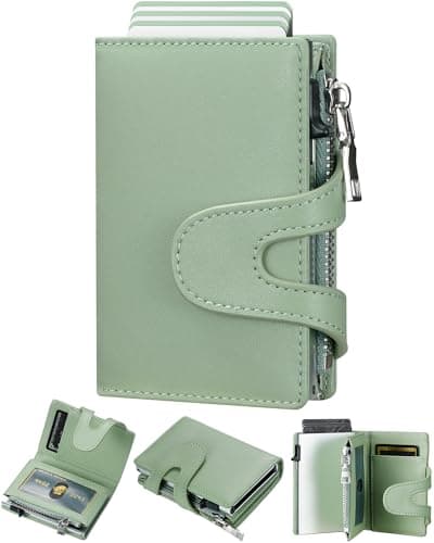 furid Small Card Wallet Women: Rfid Leather Smart Pop Up Wallets - Ladies Mini Cute Card Holder Slim with with Zipper Coin Pocket - Gifts for Her - Image 1