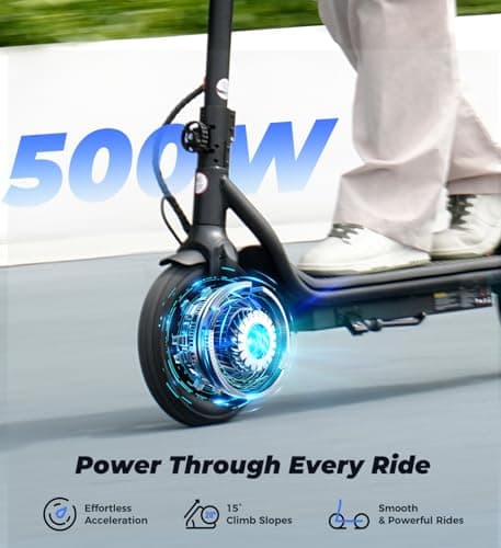 Electric Scooter Adults, 10" Pneumatic Tires, 500W Powerful Motor, 22 MPH Speed, 23 Miles Long Range, Dual Brake, APP Control, Foldable Commuting Scooter for Adult and Teens - Thumbnail 2