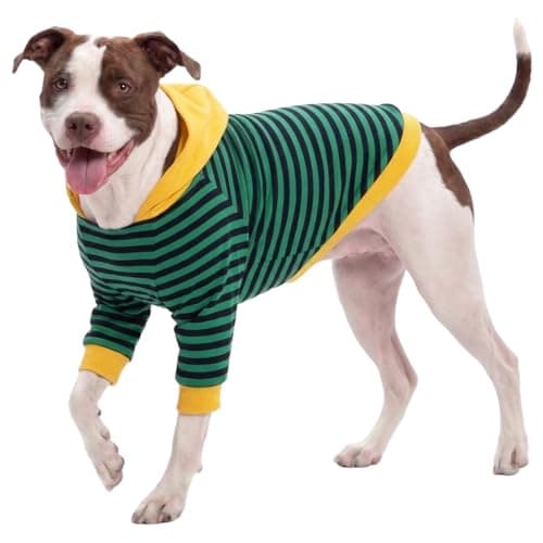 LovinPet Large Dog Pajamas, Cotton Green Stripe Dog Shirt, Pet Pajamas for Dogs, Onesies for Dogs, Stop Shedding for Dogs, Pitbull Shirt, Pet PJ's, XL - Image 1