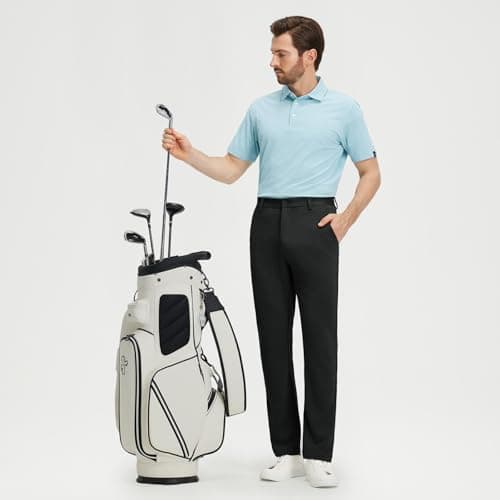 M MAELREG Mens Golf Pants with Pockets Stretch Regular Fit Business Casual Water-Resistant Work Dress Pants for Men Black - Thumbnail 6