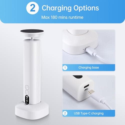 Electric Foot Callus Remover Rechargeable, 6 Speeds Adjustable USB Charging Foot Sander, Portable Electric Foot File Professional Foot Grinder for Dead Skin & Cracked Heel - Thumbnail 3