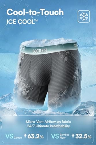 GOOTUCH Men's Breathable Cool Underwear, Moisture Wicking Odor Control Boxer Briefs, Stretch Seamless & Quick Dry(2 Black, 2 Dark Gray, Large) - Thumbnail 3