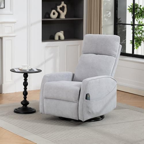 Fachmaih Manual Rocking Chair Nursery with Massage and Heat for Adults Comfy High Back Swivel Gilder Rocker Recliner for Bedroom Living Room - Thumbnail 4