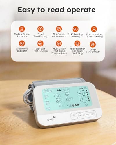 BBLOVE Blood Pressure Monitor, FSA-HSA Eligible, One-Touch Voice Control - Thumbnail 4