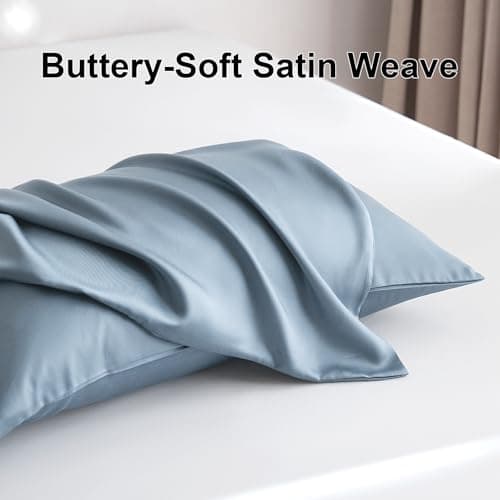 DCSKY 100% Tencel Pillowcase, Hair and Skin Friendly, Soft and Smooth，Cooling Silk Pillowcases for hot Sleepers,Queen Pillowcases Set of 2,Hair and Skin Friendly,Denim Blue, 20x30in - Thumbnail 6