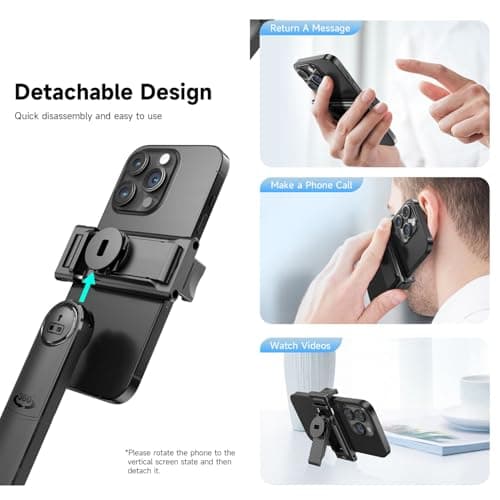 Auto-Face Tracking 4-Leg Stand, Selfie Stick with Detachable Phone Stand, Smooth Motion Shots, 360°Rotation & 63’’ Extendable, Remote Control & Universal 1/4" Screw for TikTok Vlog Video Recording - Thumbnail 6
