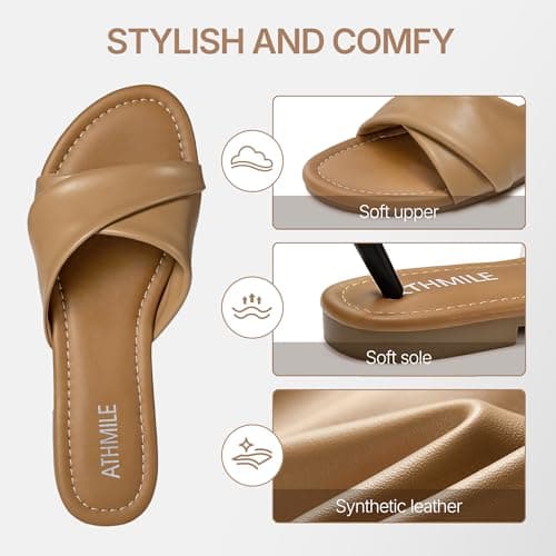 ATHMILE Sandals Women Beach Fashion Vacation Outfits Shoes Dressy Summer Slides Casual Women's Sandals 2025 Size 9 - Thumbnail 5