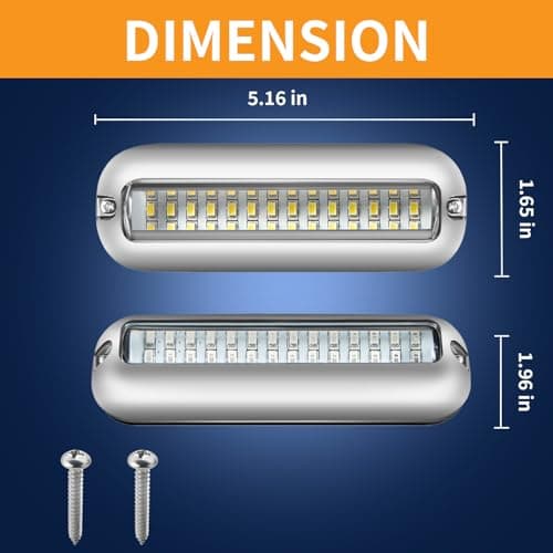Marine LED Boat Lights, 5.12Inch 2000LM 42LED Waterproof Transom Light, Surface Mount Designed for Yachts, Sailboat, Pontoon, Transom, Boat Deck Light Stern Lights (White 2PCS, 10-30V, IP68) - Thumbnail 2