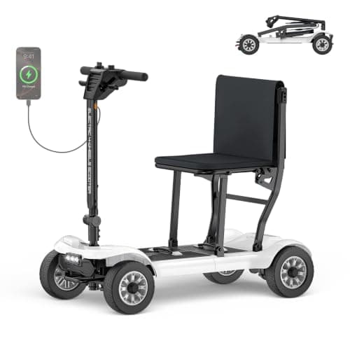 [2026 Upgraded] PAISEEC D3 Pro 35 lbs Lightweight Mobility Scooter for Seniors, Light Weight Mobility Scooter with 2 Batteries, Long Range, Airline Approved, Foldable Mobility Scooter (Ivory)