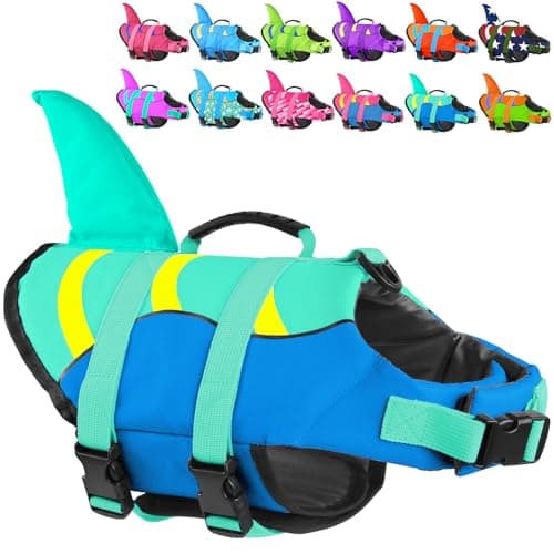 Fragralley Shark Fin Dog Life Jacket High Buoyancy, Adjustable Dog Life Vest with Quick Release Buckles & Rescue Handle for Swimming Boating, Small Medium Large Dogs - Image 1