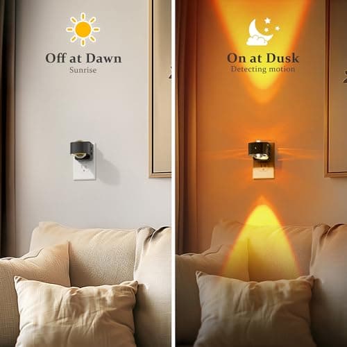 JandCase Night Lights Plug into Wall,10-Colored Changing Night Light for Kids,180° Rotatable Plug RGB LED Nightlight with Dusk to Dawn Sensor for Halloween Decoration, Children Room,Party - Thumbnail 4