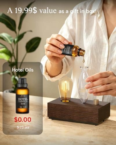 Waterless Essential Oil Diffusers with Rechargeable Battery & 9H Runtime, Aromatherapy Diffusers with Bulb, Scent Diffusers Premium Wood & Glass Nebulizer Cordless for Large Home, Hotels, Rooms - Thumbnail 6