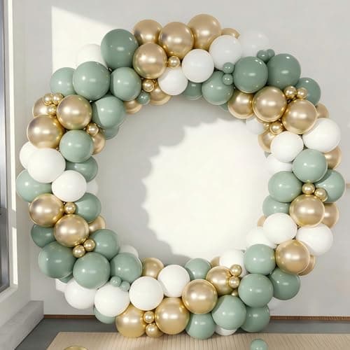 Spring Balloon Garland Arch Kit 160Pcs Sage Green White and Gold Latex Balloons for Baby in Bloom Baby Shower Woodland Jungle Safari Wedding Birthday Party Decoration - Thumbnail 4