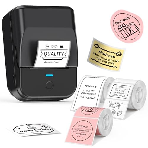 TYPONOS PM240 Label Maker Machine with 3 Tapes, 2" Portable Thermal Label Printer for Phone & PC, Bluetooth Label Maker with Multiple Templates for Small Business, Office, Home, School, Set 1 - Image 1