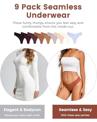 Take Talk Womens Underwear Seamless Thongs 9 Pack Sexy Panties No Show V-waisted Invisible Tangas Women's Clothing - Thumbnail 5