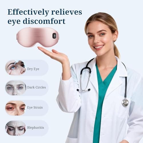 100% Silk Wireless Heated Eye Mask with Cooling, Relieves Dry Eye Syndrome and Puffy, Reduces Dark Circles, Adjustable Velcro Design and Washable Cover, Suitable for Travel & Gifts-Pink. - Thumbnail 5