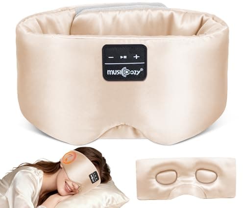 MUSICOZY 3D Silk Bluetooth Sleep Mask Headphones, Mulberry Silk Eye Mask with Ultra-Thin Wireless Speakers, Bluetooth 5.4 Sleeping Headphones for Side Sleepers, Music Sleep Mask Gifts for Men Women - Image 1
