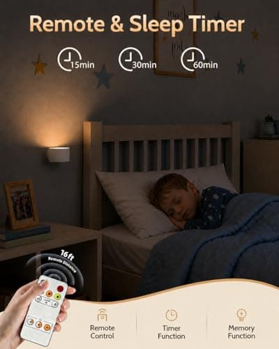 AMETHEUS LED Wall Mounted Lights, Rechargeable Wall Sconces Lamp, 3 Color Temps & Remote and Touch, 360°Rotation Dimmable Cordless Wall Light for Study Bedroom Reading Bedside(White, 1 Pack) - Thumbnail 3