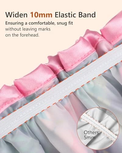 mikimini Large Shower Cap for Women Long Hair, Rainforest Bath Shower Caps with Pink Lace, Reusable Waterproof Shower Hat for Girls - Thumbnail 4