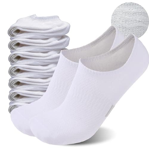 Sunew Invisible Socks for Women Men No Show Low Cut Socks for Canvas Shoes 8 Pairs White Large - Image 1