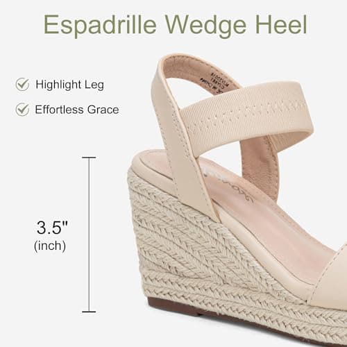 Vepose Women's Nude Pu Wedge Sandals Platform Espadrilles Open Toe Ankle Strap Comfortable Dressy Summer Shoes for Daily Travel Casual 881 Size 7 (CJY881 nudepu 07) - Thumbnail 6
