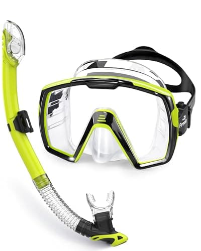 Freela Adult Dry Snorkel Set Scuba Diving Mask with Nose Cover, Safety Tempered Glass 180° Wide View, Anti Fog No Leak Snorkeling Gear for Men Women Youth with Filter Layer for Swimming, Diving - Image 1