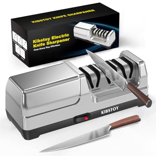 KIBSTOY Knife Sharpener Electric – Professional 3-Stage 100% Diamond Sharpening System with 20° Precision Angle, Fast Blade Restoration, Polishing, Repair & Edge Refining for Kitchen & Outdoor Knives
