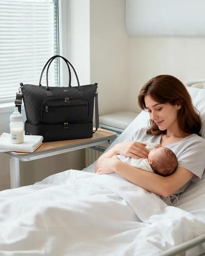 HOTOR Travel Duffle Bag for Women - Carry on Bag with Toiletry Pouch & Shoe Compartment, Large Overnight Weekender Bags for Gym, Business Trips, Sports and Hospital, Black, 17.3" x 7.9" x 13.4" - Thumbnail 3