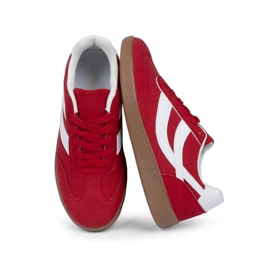 Tigeridea Red Flat Shoes Women Fashion Causal Sneakers Lace up Slip on Rounded Toe Tennis Shoes Women Red Dress Shoes Size 7.5 - Thumbnail 4