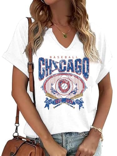Baseball Shirts for Women Game Day Fan Shirt Baseball Mom Tshirt Casual Gifts Short Sleeve Tops White - Image 1