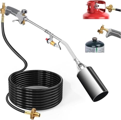 Propane Torch Weed Burner, 500,000 BTU Heavy Duty Flame Control Blow Torch with Turbo Trigger, 10FT Hose, Push-Button Igniter, Flame Thrower Gun for Garden Weed, Roof Asphalt Work, Snow &Ice Removal - Image 1