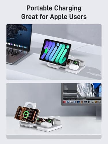 Wireless Charger 4 in 1 for Apple Charging Station for iPhone 17 Pro Max/16/15, AirPods Pro2, iPad Stand, Watch Charger for iWatch Series 10/9/8, Foldable Charging Station for Multiple Devices (White) - Thumbnail 6