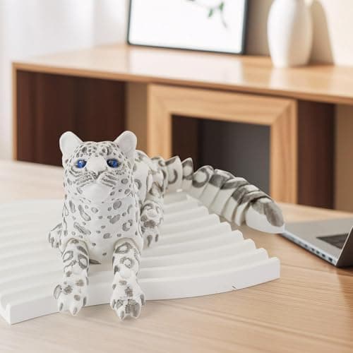 3D Printed Snow Leopard, 8.3" 3D Printed Animal, 3D Printed Toys for Stress Relief, Easter Eggs Animals Figurines, Easter Basket Stuffers Toys for Boys Kids Teen 5-7 4-6 8-12 (Snow Leopard Toy) - Thumbnail 6