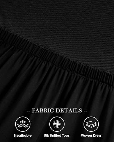 BTFBM Women Sleeveless Summer Dresses Wedding Guest Maxi Dresses Ribbed Knit Tops and Polyester Skirt with Pockets(Solid Black,Medium) - Thumbnail 5