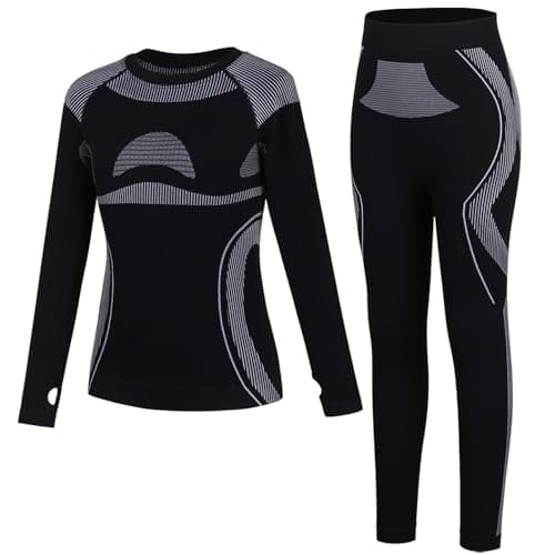 beautyin Warmth Kids Thermal Underwear Set Ski Long Underwear Johns for Cold Weather Black/Grey - Image 1